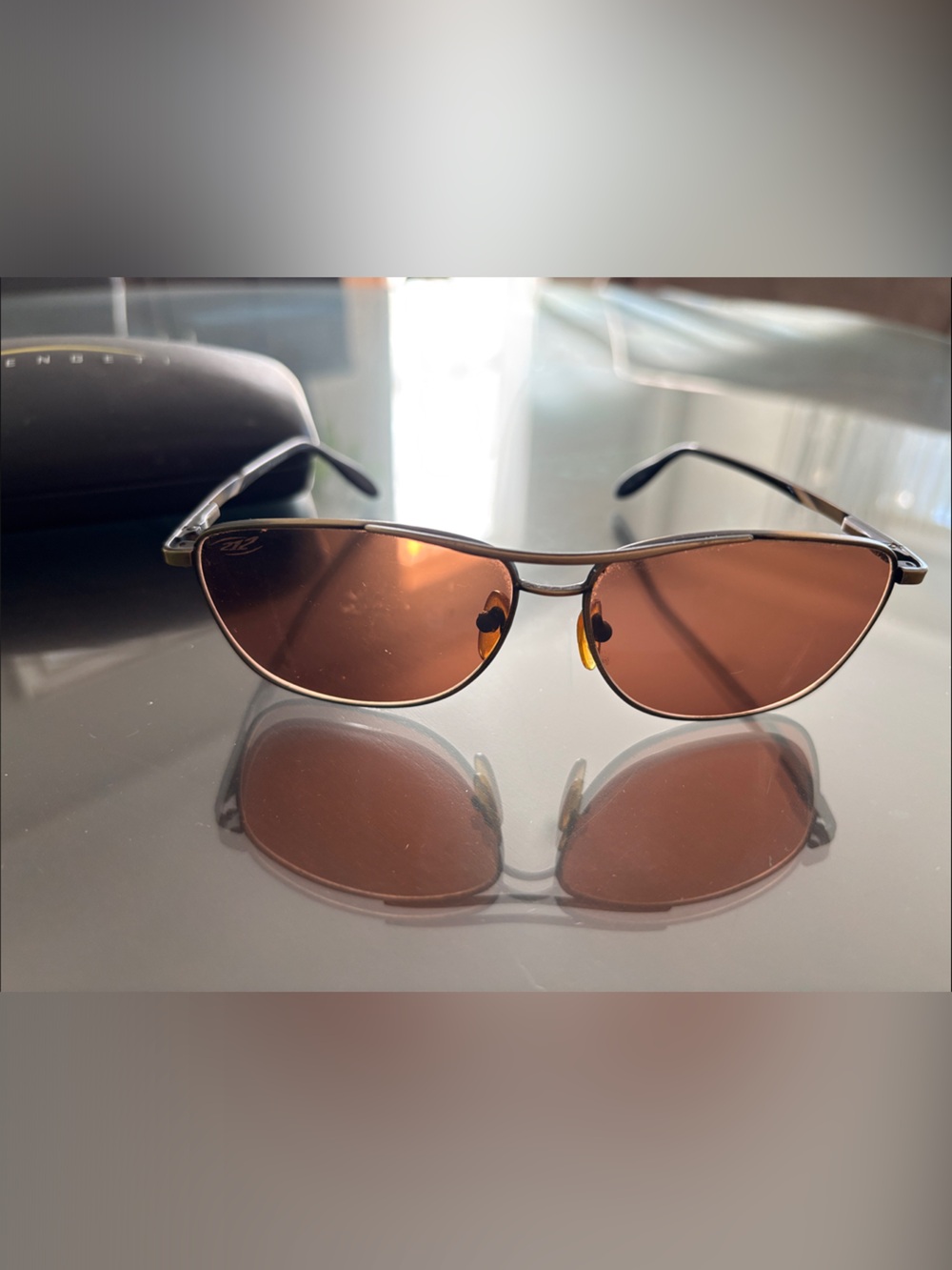 Serengeti Men’s Aviator style Brown Lens Slim Metal Frame Sunglasses